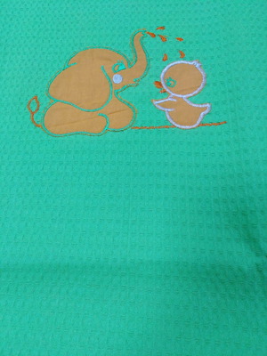 Piqué baby blanket with elephant and duck 1.14x1.30 cotton