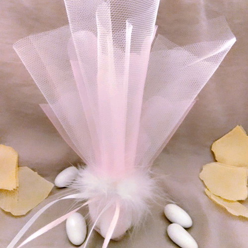 Handmade bombonieres with two tulles and feather new