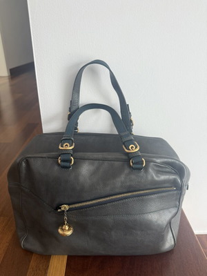 Trussardi Boston кожена дамска чанта в тъмносиво