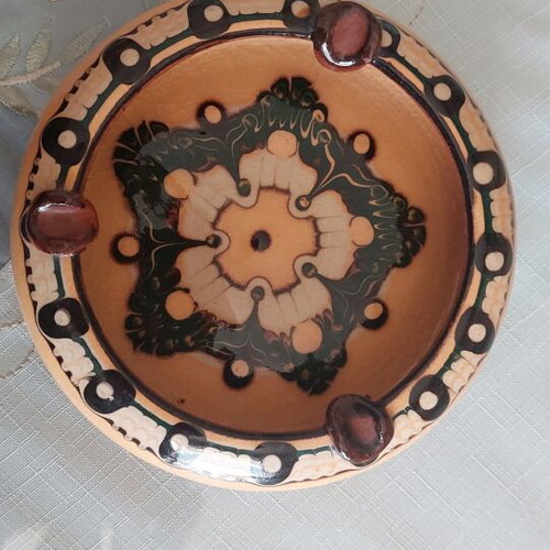 Decorative clay ashtray like new