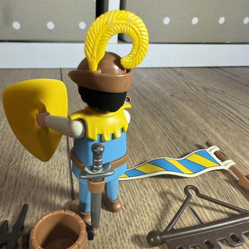 Vintage Playmobil Medieval Knight figure used with accessories