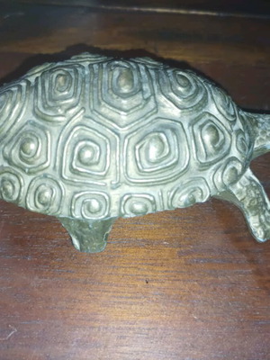 Jewelry box old copper turtle used, made in Italy