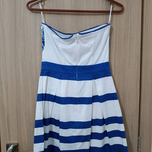 Strapless dress like new, white and blue, size XS