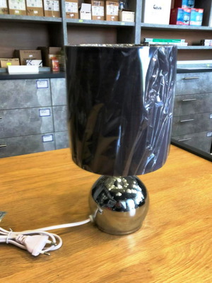 Table lamp with black shade and silver base (Touch) new