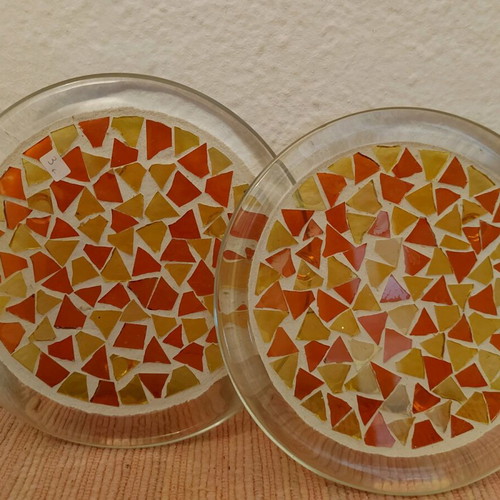 Glass coasters set of 2 pieces new