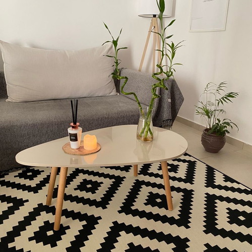 Coffee table new beige with glossy lacquer surface