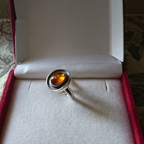 Silver ring with Baltic amber like new