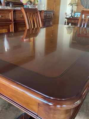 Vintage dining set from solid American rosewood with 6 chairs and extensions like new
