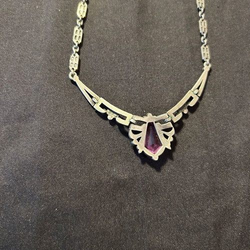 Vintage silver necklace 925 with purple stone like new