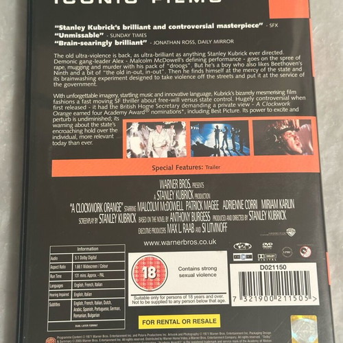A Clockwork Orange DVD like new, English edition with subtitles