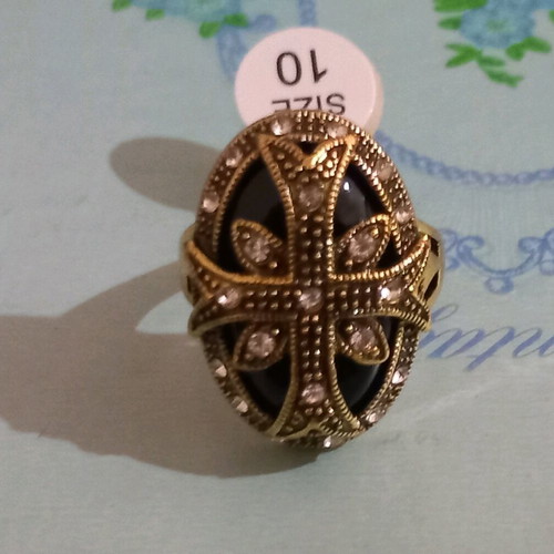 Bronze cross ring new, size 10 for large fingers
