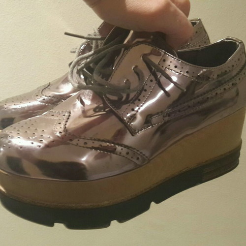 Women's platform shoes oxford style silver new size 39