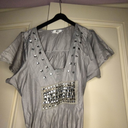 Silver Mini Dress like new with metallic glam and studs