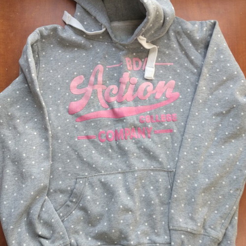 Body Action hoodie used, gray with pink, size XL