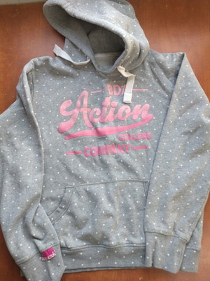 Body Action hoodie used, gray with pink, size XL