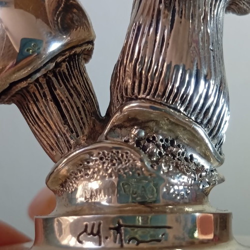 Marcello Giorgio vintage ασημένια βάση για κάρτες 925, σχέδιο μανιτάρι