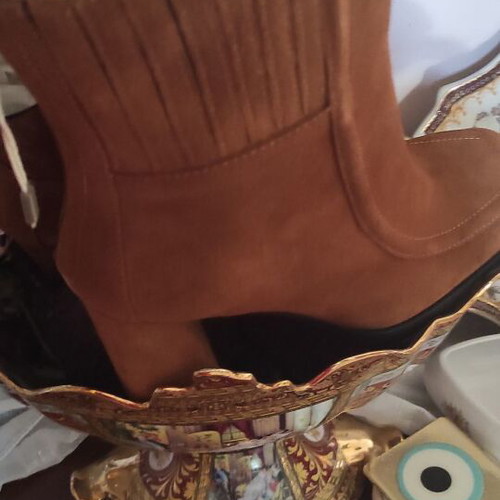 Castor ankle boots new leather brown size 40 heel 10 cm