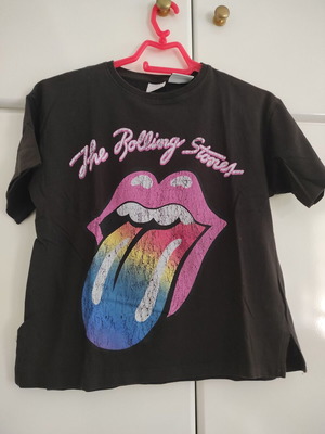 Μπλούζα Zara Rolling Stones σαν καινούργιο, μέγεθος 11-12 ετών / 152, μαύρο και ροζ
