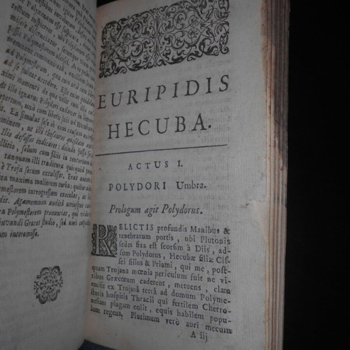 Euripides Ekavi Tragedy Book used, Greek and Latin, 18th century edition
