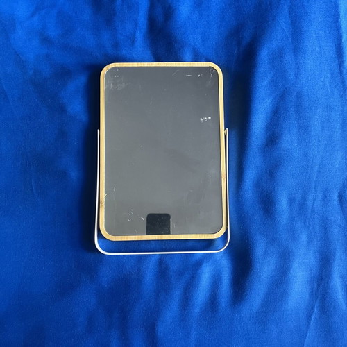 Small bamboo tabletop mirror 16x23cm with metal stand
