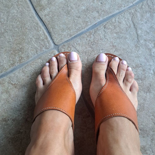 Leather sandals used, women's size 38, brown, 4cm heel
