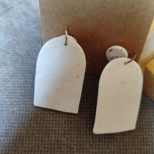 Handmade arch-shaped colorful floral earrings new from polymer clay
