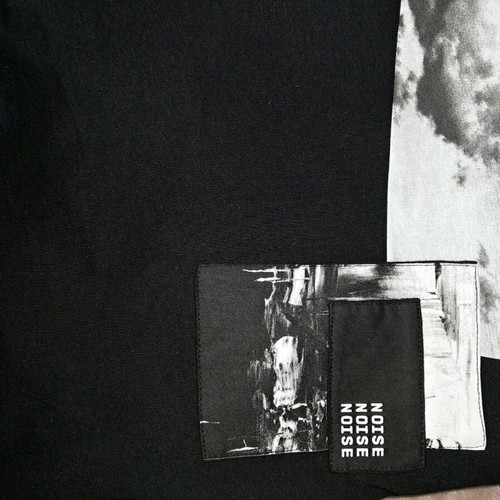 Bershka men's black t-shirt with print and asymmetric hem like new, XL
