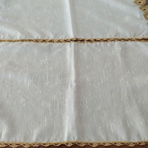 Set of 3 Handmade Table Runners with Golden Crochet Lace like new