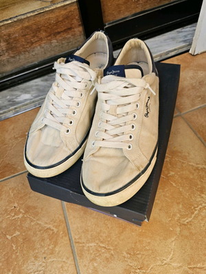 Pepe Jeans men's shoes used, casual, size 43, white and blue
