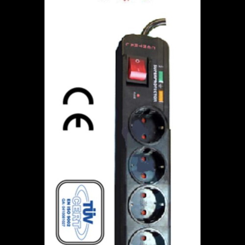 6-Outlet Power Strip used with 2m cable and overload protection