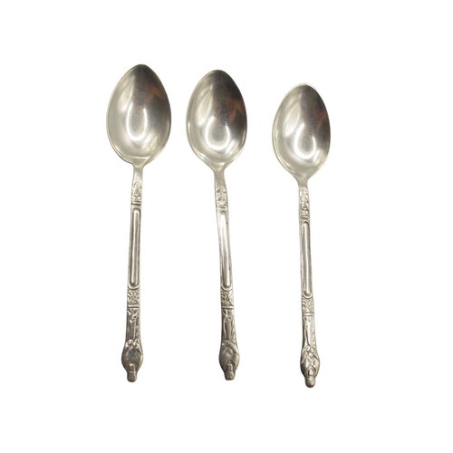 Vintage EPNS Silver Plated Spoon Set of 3 with Monk Handles England 1930–1940