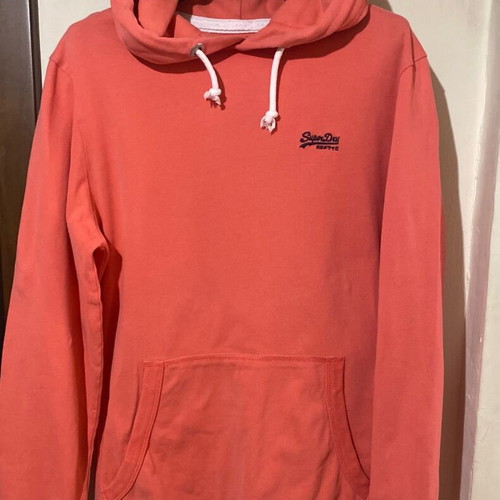 Superdry hoodie like new, pink coral, unisex, size L slim fit