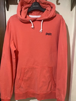 Superdry hoodie like new, pink coral, unisex, size L slim fit
