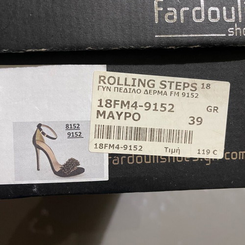 Fardoulis suede πέδιλα αφόρετα, δερμάτινα, τακούνι 11cm, μαύρο με χάντρες