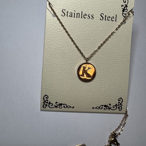 Necklace with initial K, gold color