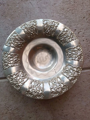 Silver-plated old tray and two used compotes