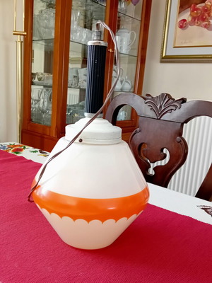 Vintage φωτιστικό οροφής από οπαλίνα σε πορτοκαλί και λευκό, δεκαετίας '70