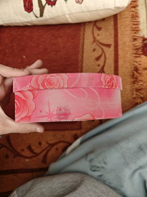 Heart jewelry box used, red and pink