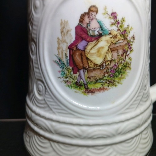 Vintage FP Germany porcelain beer mug with rococo design