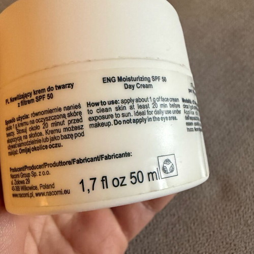 Nacomi Face Cream SPF50 PA++++ used