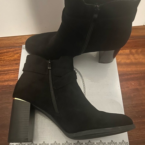 Black Suede Texture Ankle Boots Like New