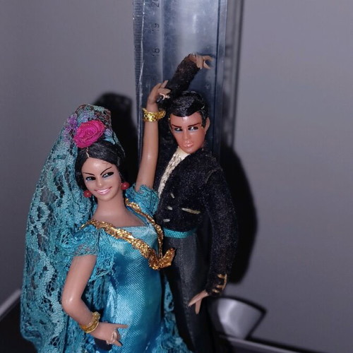 Spanish dancer figures used, set of 2 with base