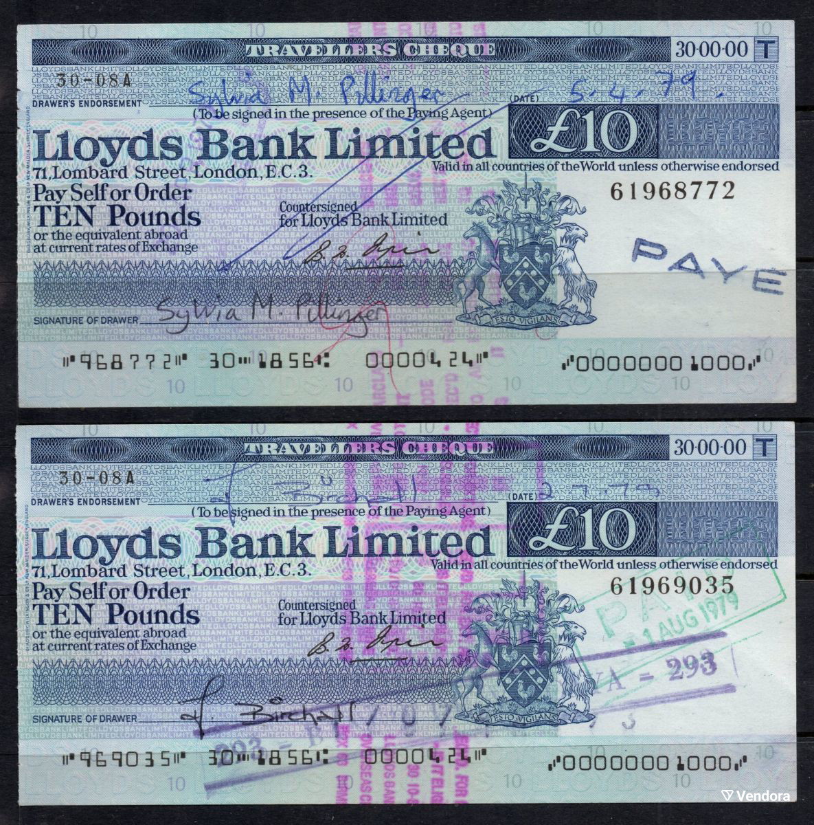 Banknote-Cheque Lloyds Bank Limited 10£… - € 12,00 - Vendora.gr