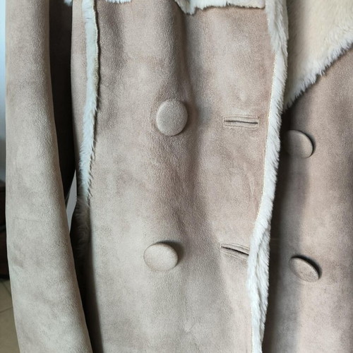 Naf Naf beige suede women's coat like new, size small