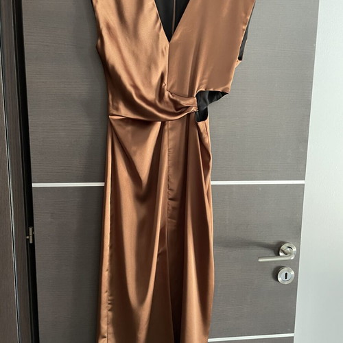 Zara satin dress size small, like new, bronze brown