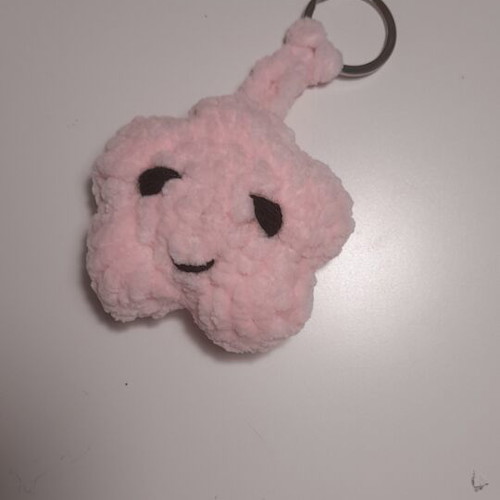Handmade knitted star keychain pink acrylic velvet yarn