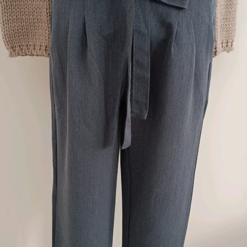 N&P Dark Gray Paperbag High-Waist Pants M like new with Tie-Waist Belt
