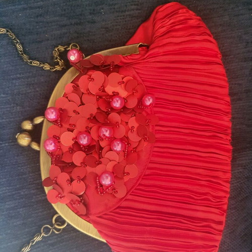 Achilleas Accessories Satin Shoulder Bag like new, red
