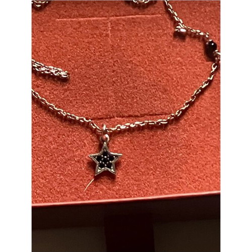 Silver necklace with rose gold plating and black zircon, like new