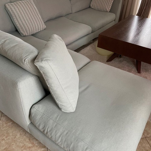 Corner down feather sofa with Karatzoglou fabric like new